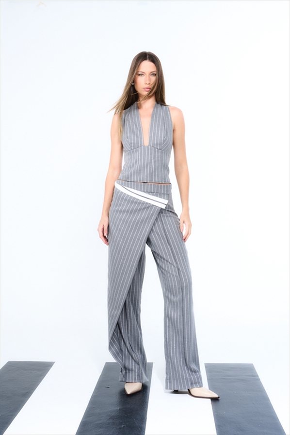 LINEN STRIPED TROUSER